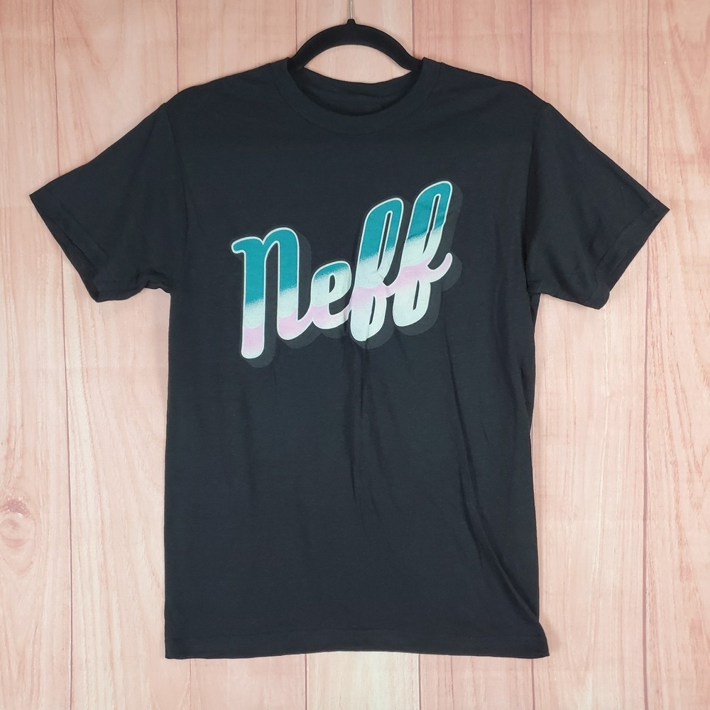 Neff T Shirt Mens XS Black Graphic Print Cotton Crew Neck Casual Streetwear
